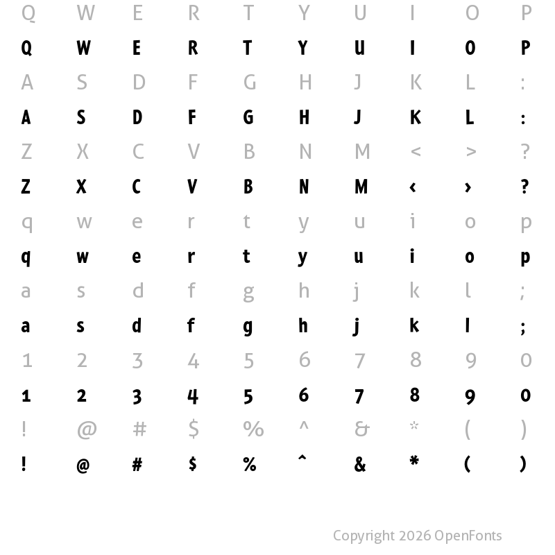 Character Map of Pedestria MVB Bold
