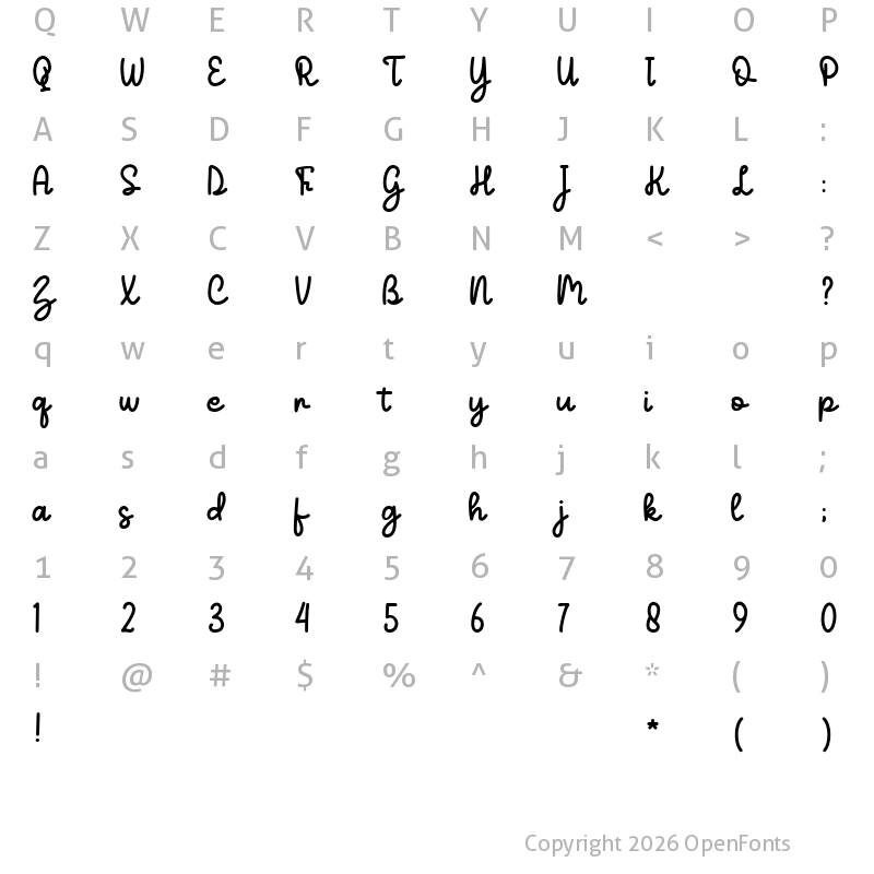 Character Map of Penapik Regular
