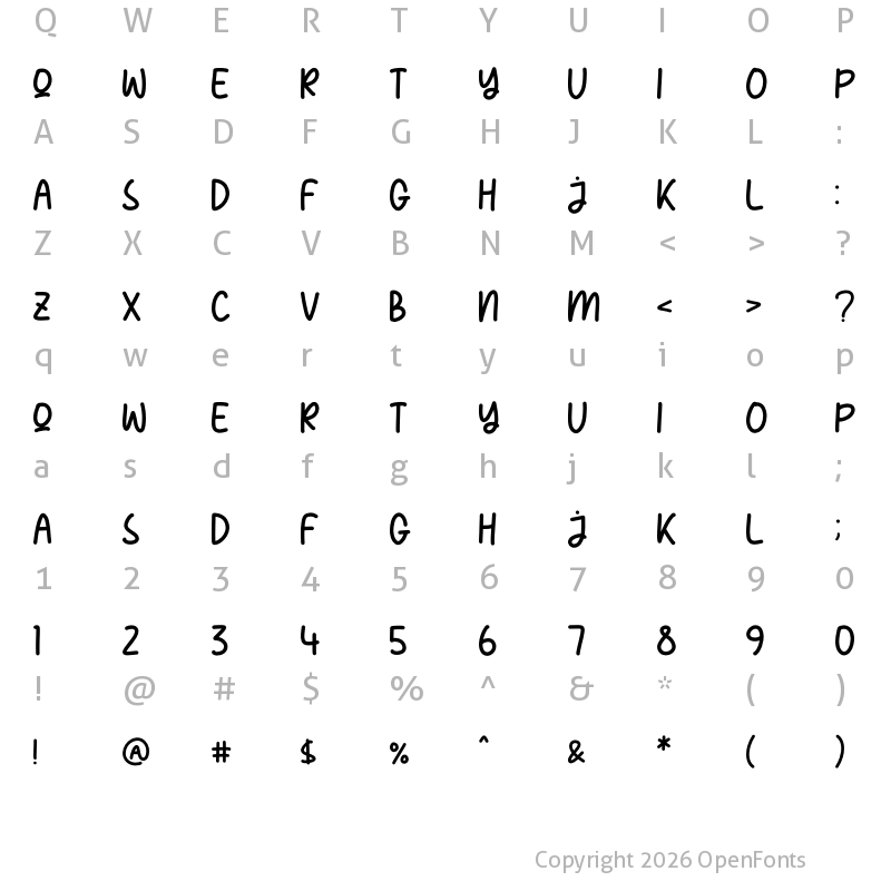Character Map of PENCAKE SWEETY Regular