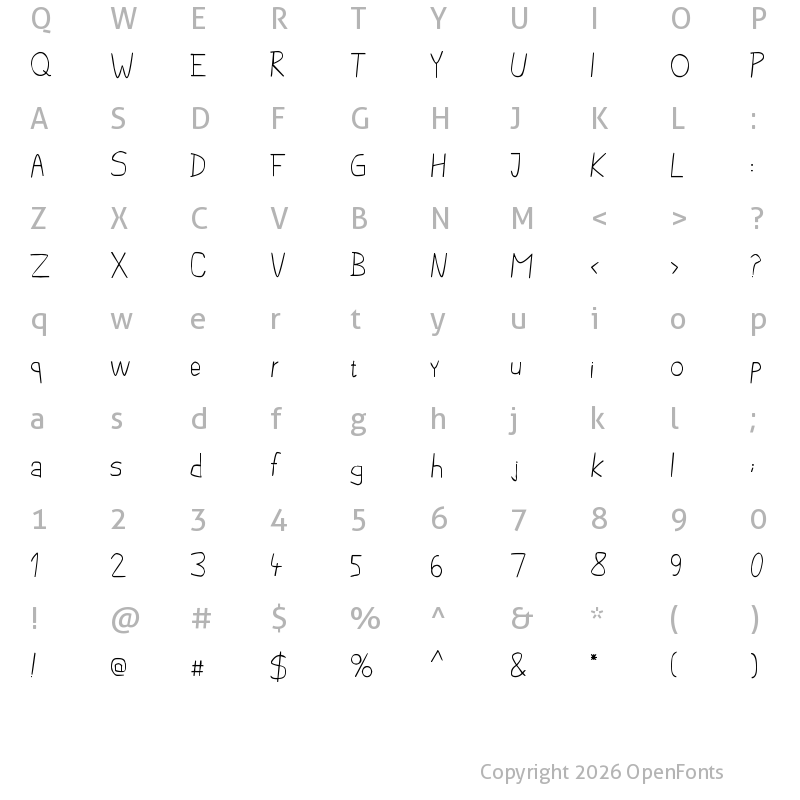 Character Map of pencilCASE Regular