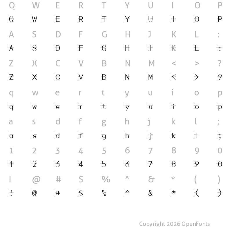 Character Map of Penmanship Print Regular