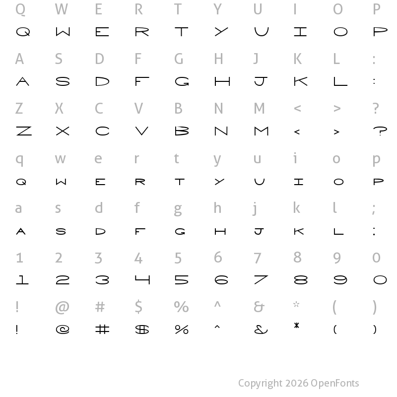 Character Map of Penne Regular