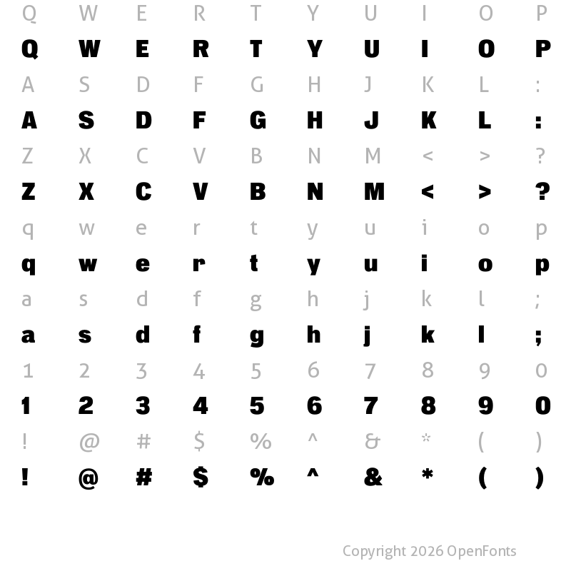 Character Map of Pennypacker Condensed Black