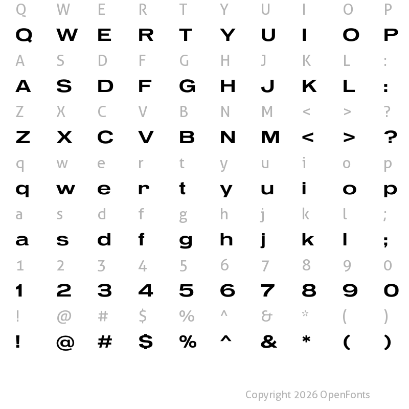 Character Map of Pennypacker Wide Bold