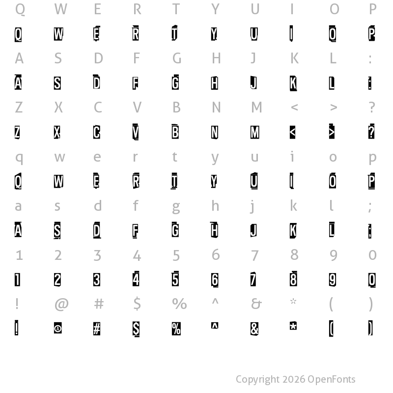 Character Map of Pent-Up Rage Regular