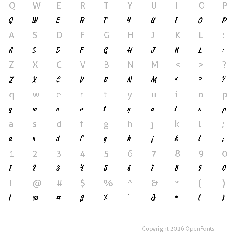 Character Map of Pentagraph Regular