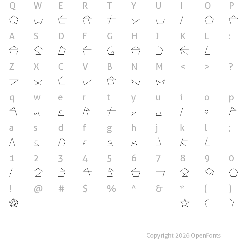 Character Map of PENTAGRON Regular