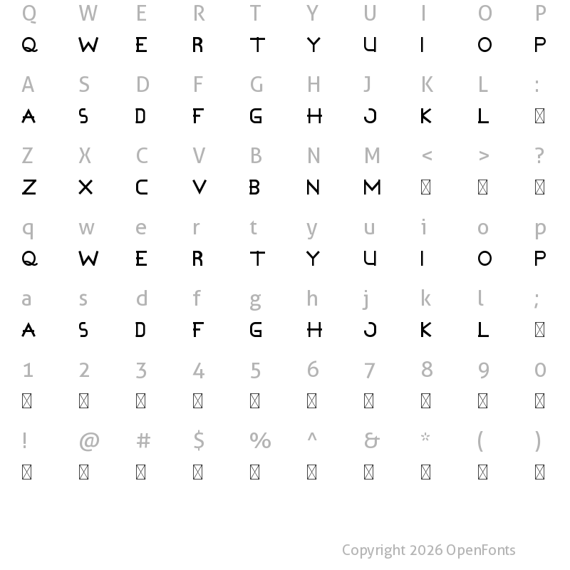 Character Map of Pep Talk Demo Regular