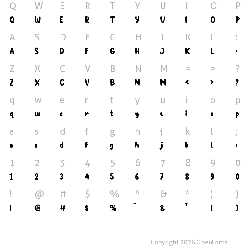 Character Map of Perfect Smile Regular