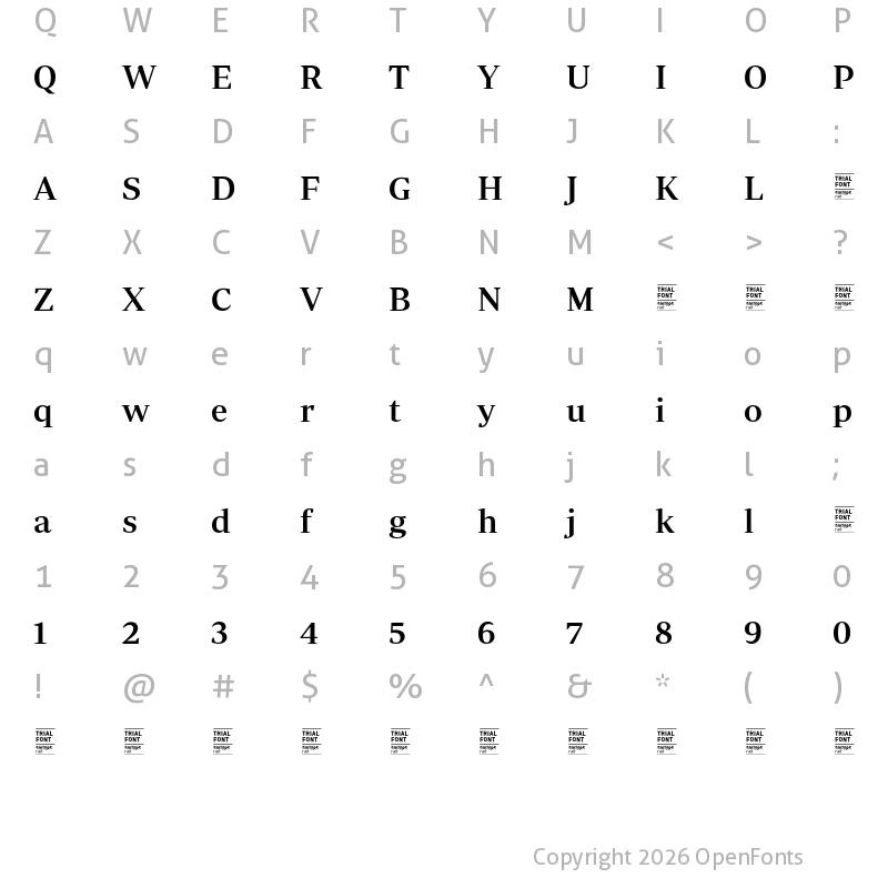 Character Map of Periodico Display TRIAL Medium