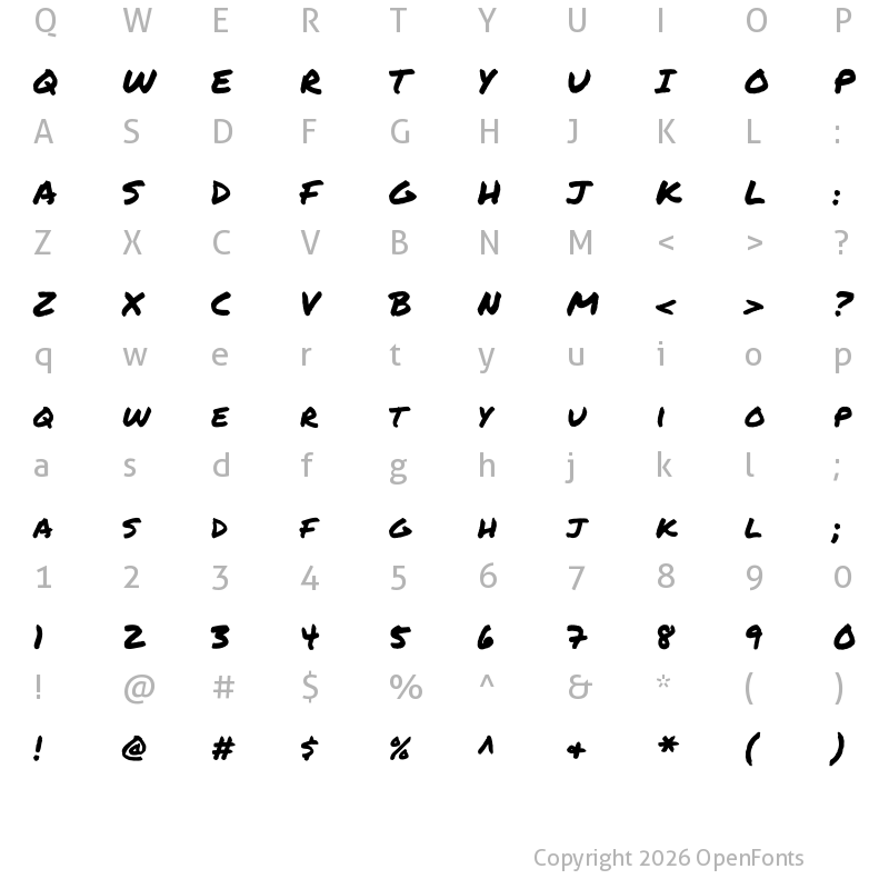 Character Map of Permanent Marker Regular