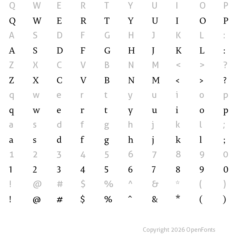 Character Map of PermianSerifTypeface Regular