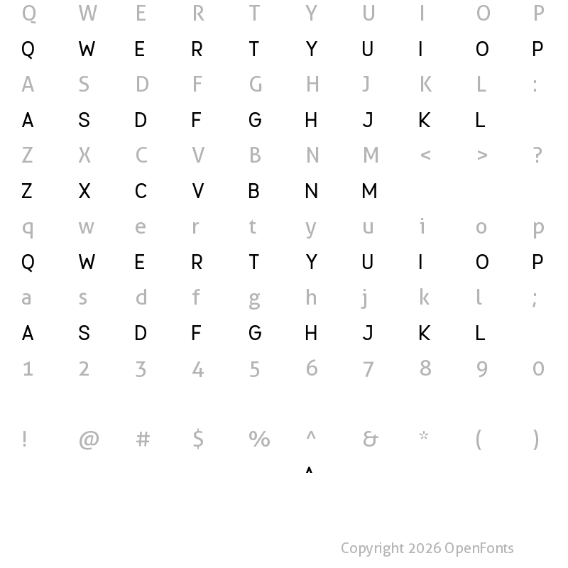 Character Map of Persephone Regular