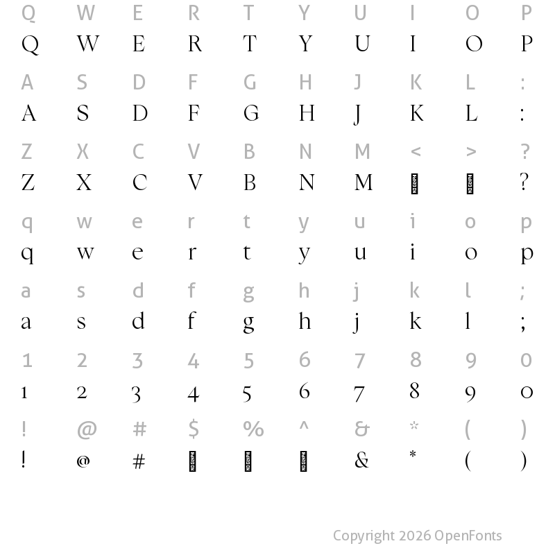 Character Map of Pestifero Trial Regular