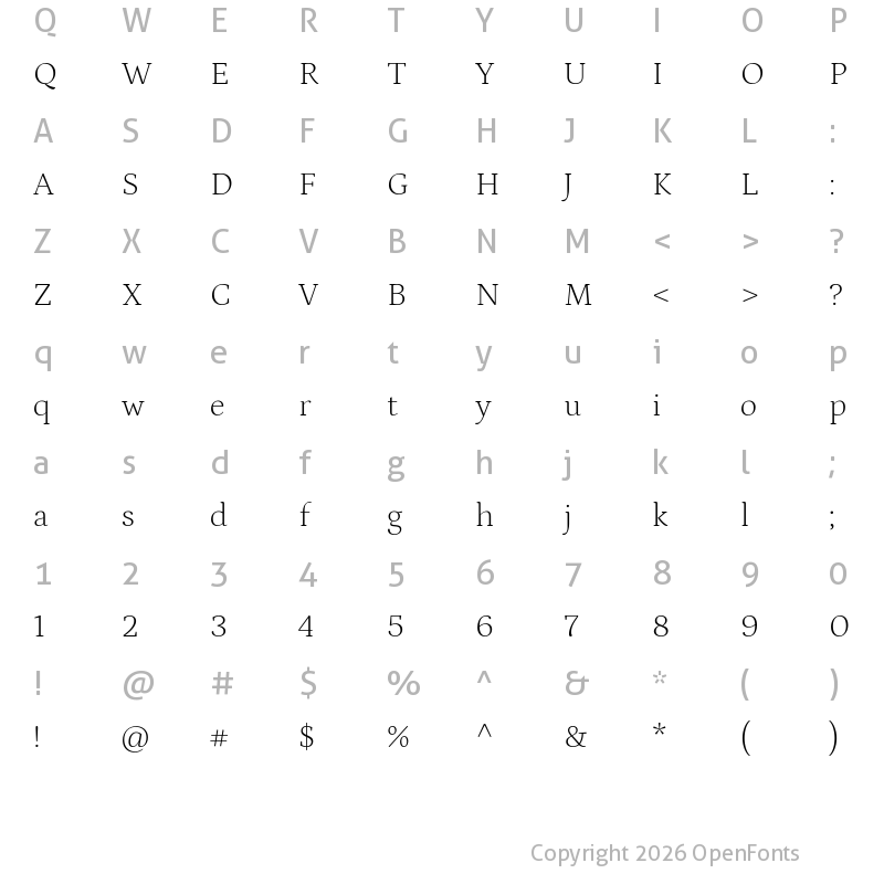 Character Map of Petrona ExtraLight