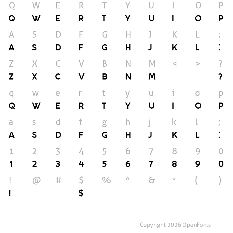 Character Map of Pezula Regular