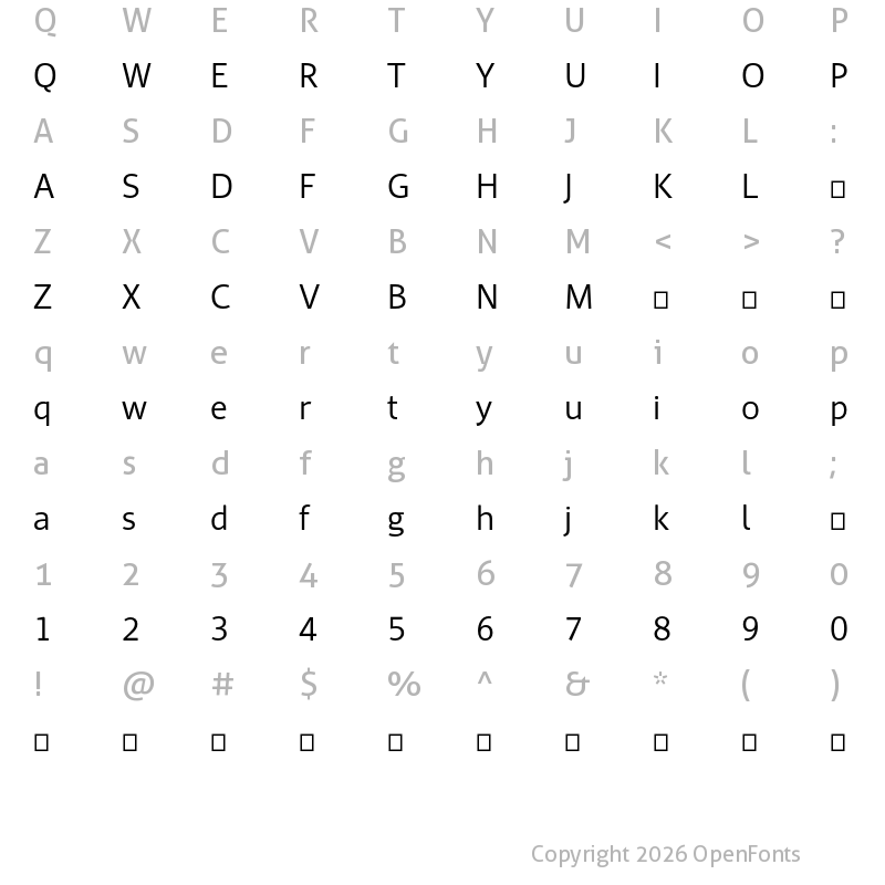 Character Map of PF Adamant Sans Pro Light