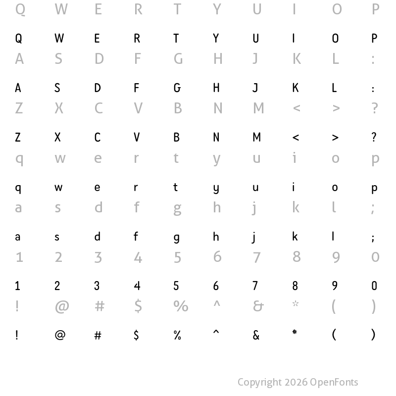 Character Map of PF Aljamal Regular