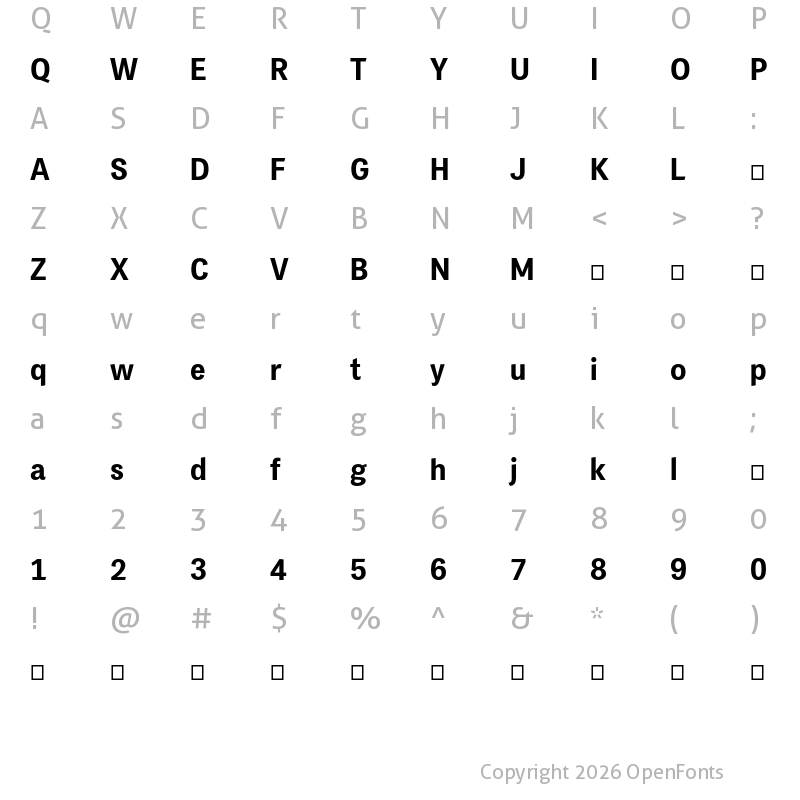 Character Map of PF Das Grotesk Pro Bold
