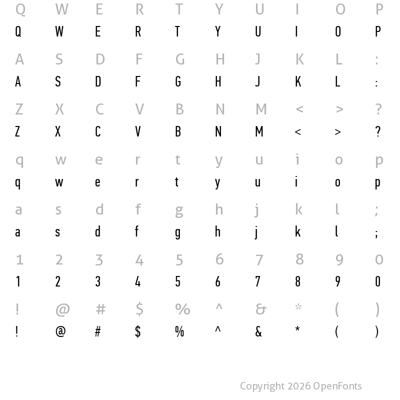 Character Map of PF Din Text Comp Pro Regular