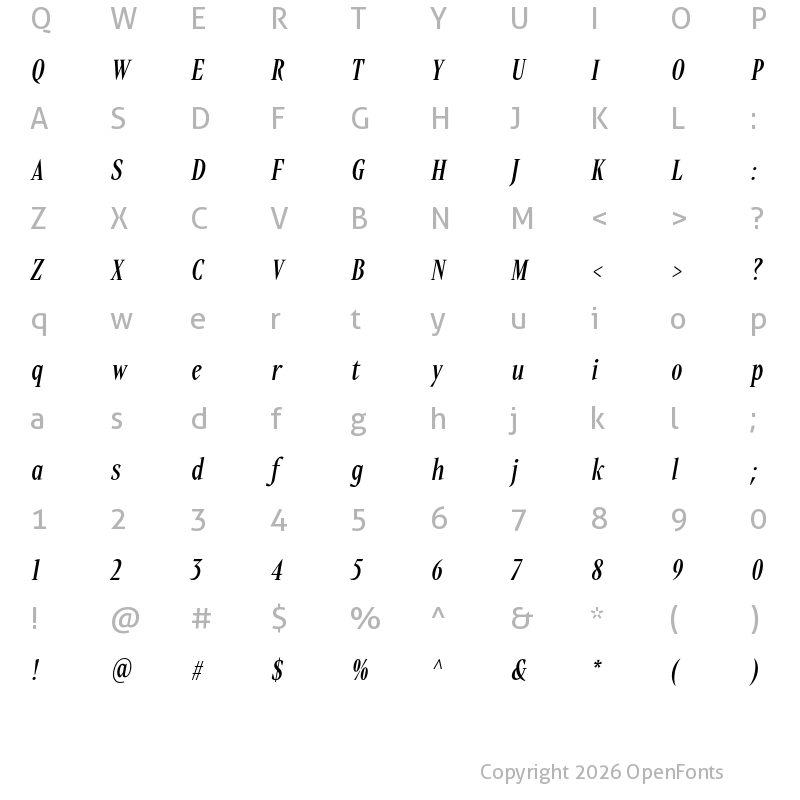 Character Map of PF Expo Medium Italic