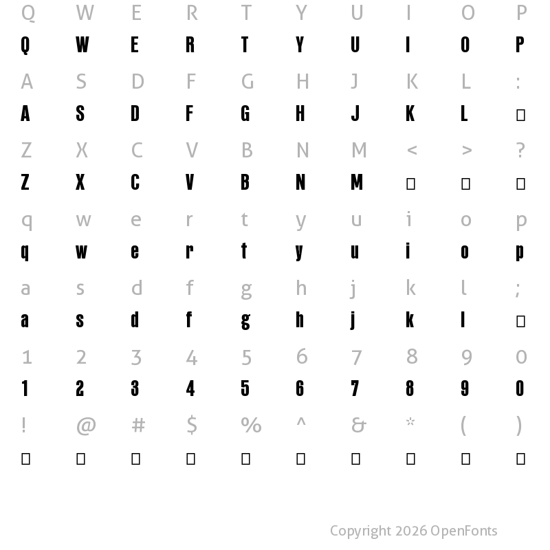 Character Map of PF Fusion Sans Pro Heavy