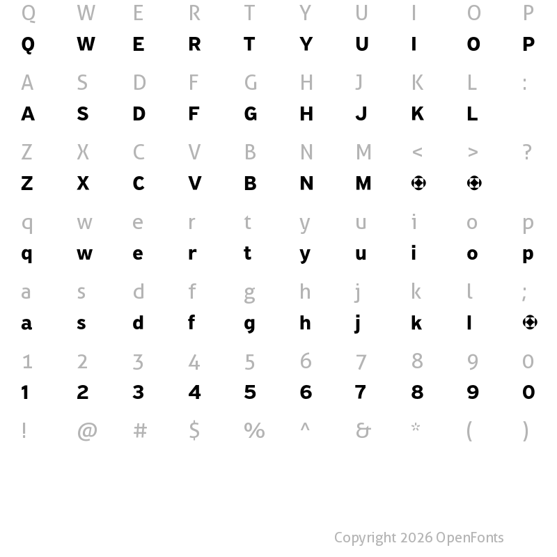 Character Map of PF Grand Gothik Bold