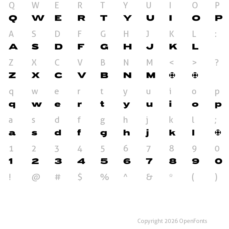 Character Map of PF Grand Gothik Extended Black