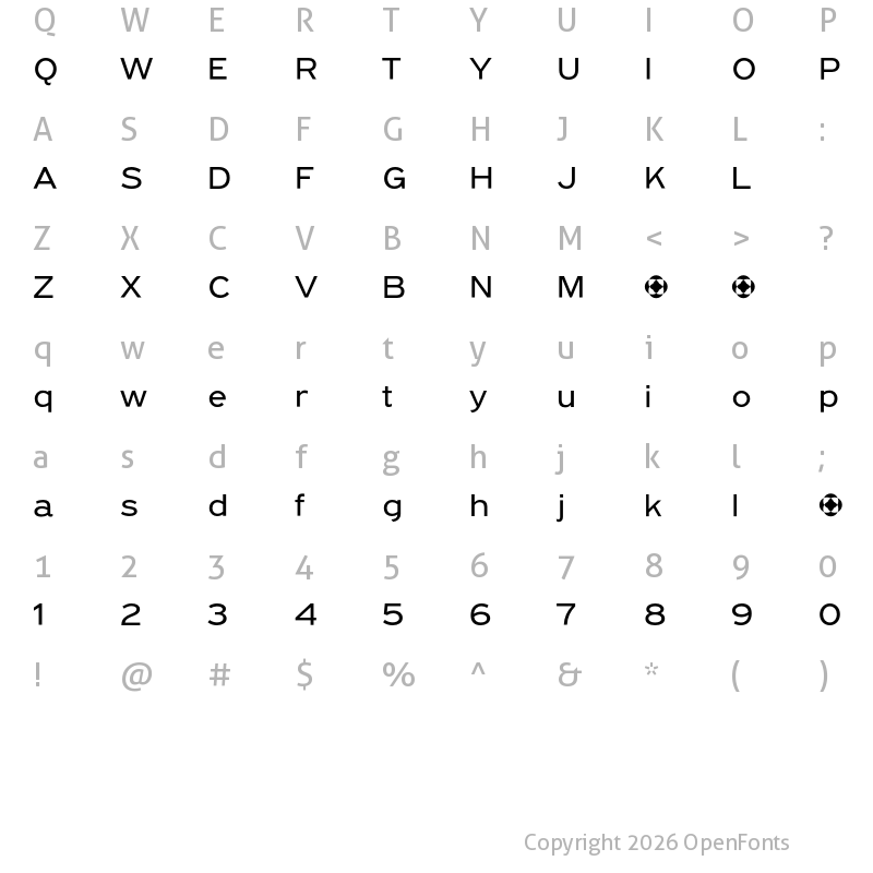 Character Map of PF Grand Gothik Wide Regular