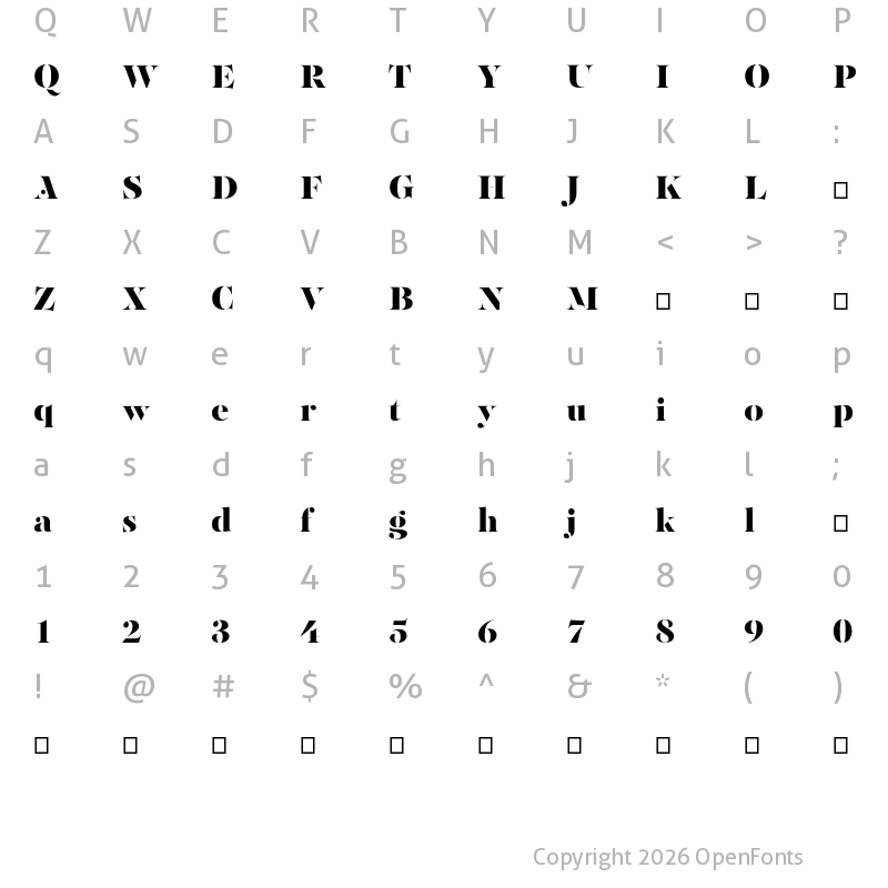 Character Map of PF Regal Stencil Pro Black