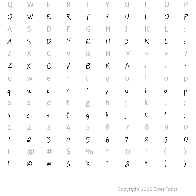 Character Map of PF Reminder Regular