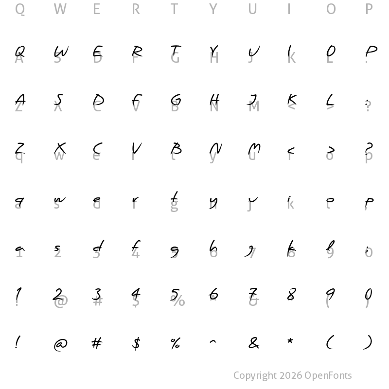 Character Map of PF Scandal Bold