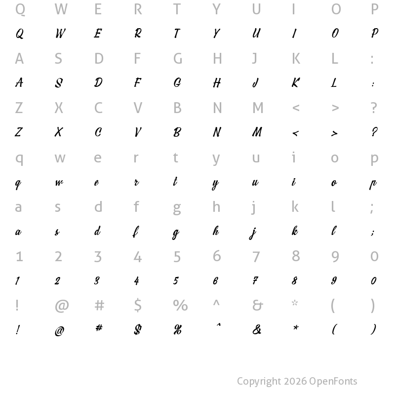 Character Map of PF SignSkript Regular