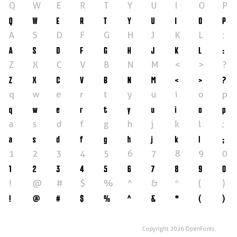Character Map of PF Venue Black