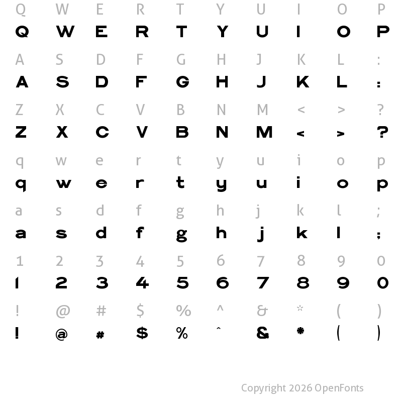 Character Map of Philadelphian-Gothic Gothic