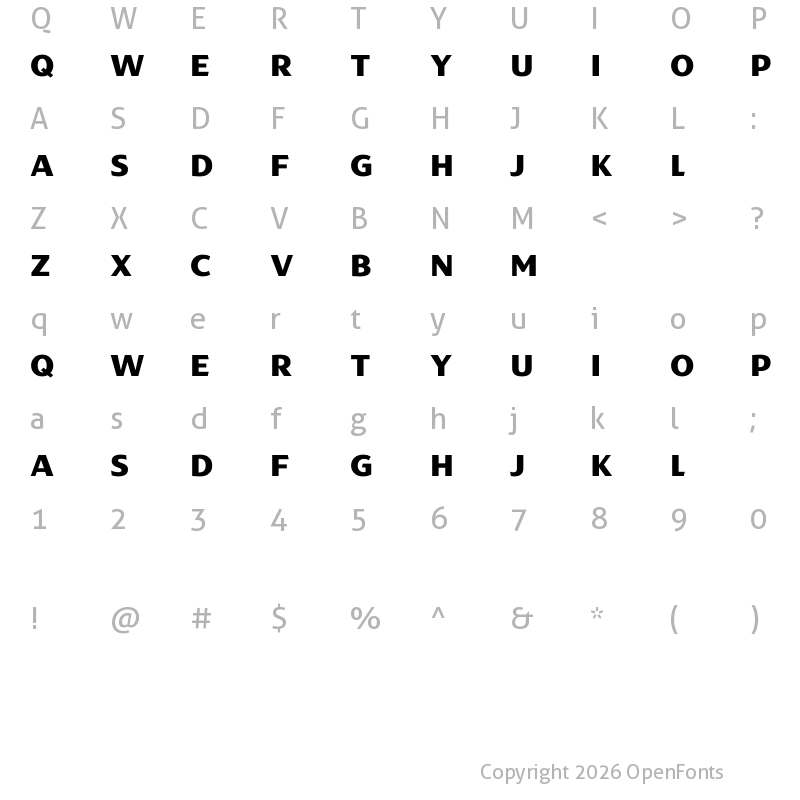 Character Map of Philips Display Bold