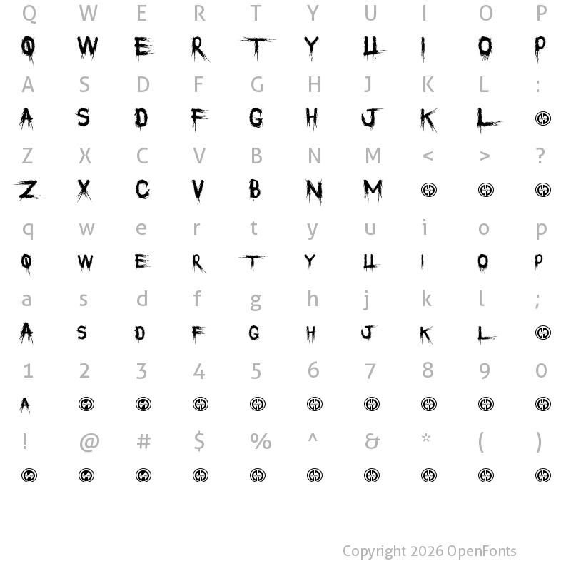 Character Map of Philophobia Regular