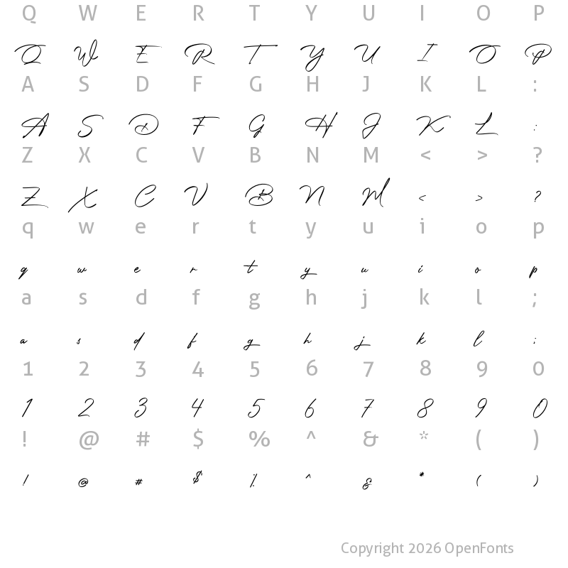 Character Map of Photograph Signature Regular