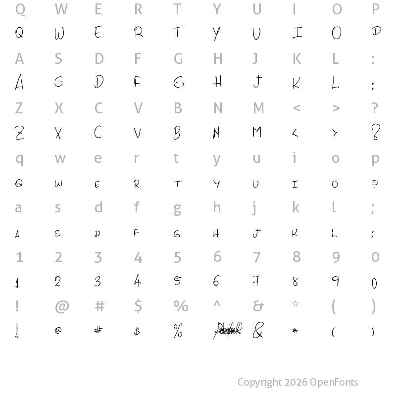 Character Map of PHRocha Scrypt Regular