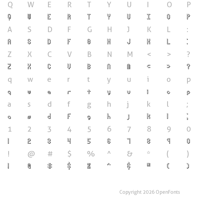 Character Map of Pindown X BRK Normal