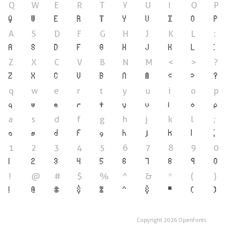Character Map of Pindown X Plain BRK Normal