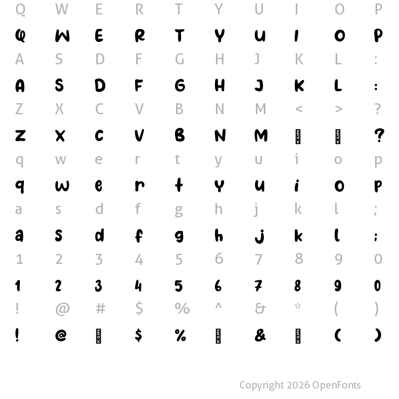 Character Map of Pineapple Days Regular