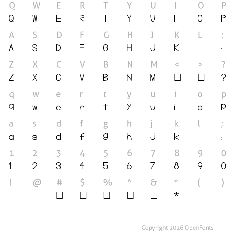 Character Map of PineLintGerm Normal