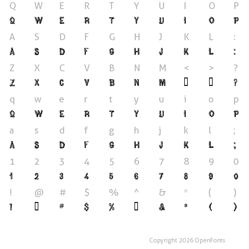 Character Map of Pinewood Regular