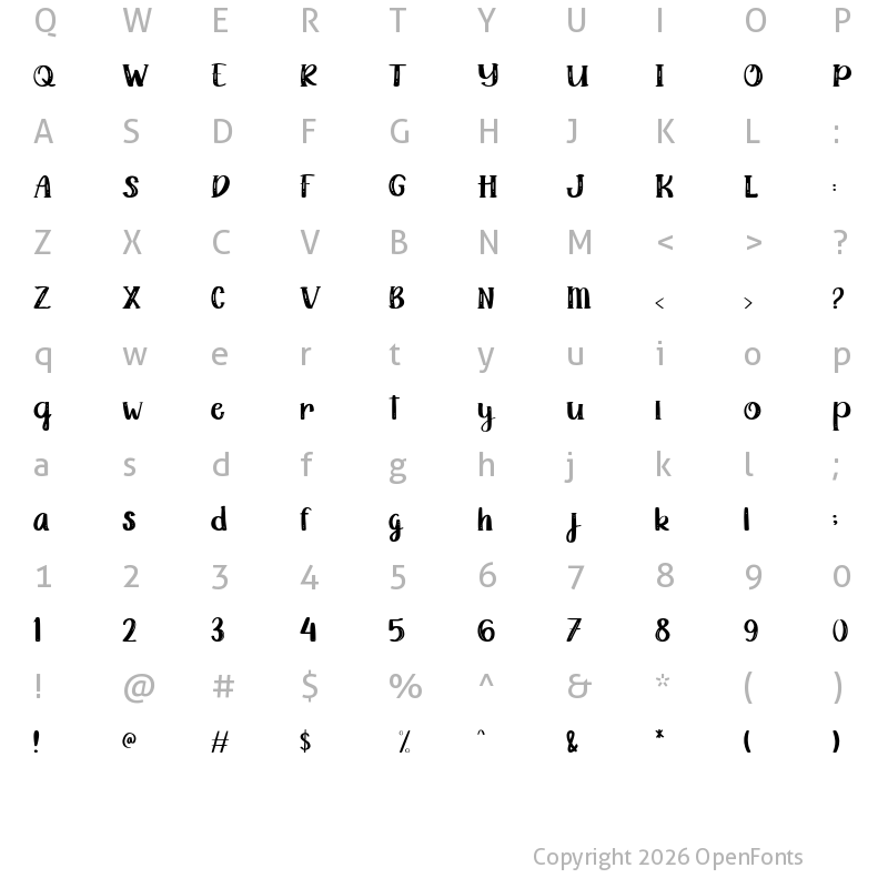 Character Map of Pink Reef Regular