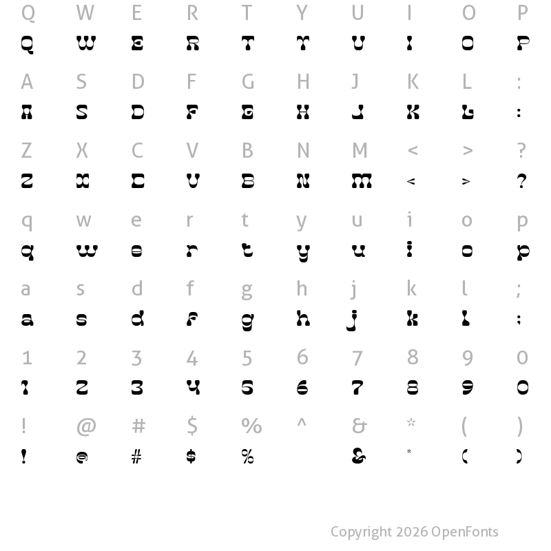 Character Map of PinkponkDemo Pinkponk