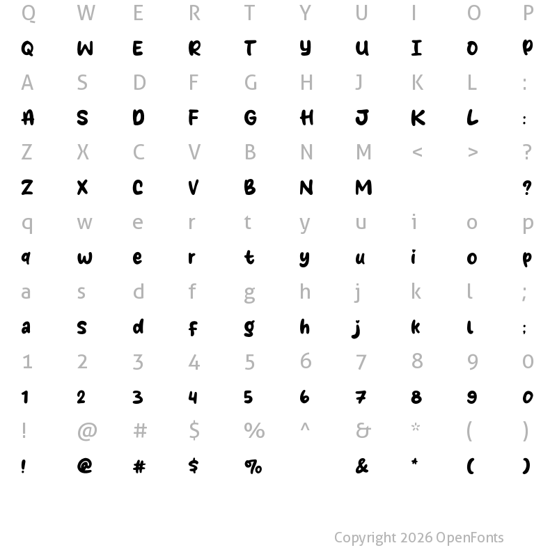 Character Map of Pinky Style Regular