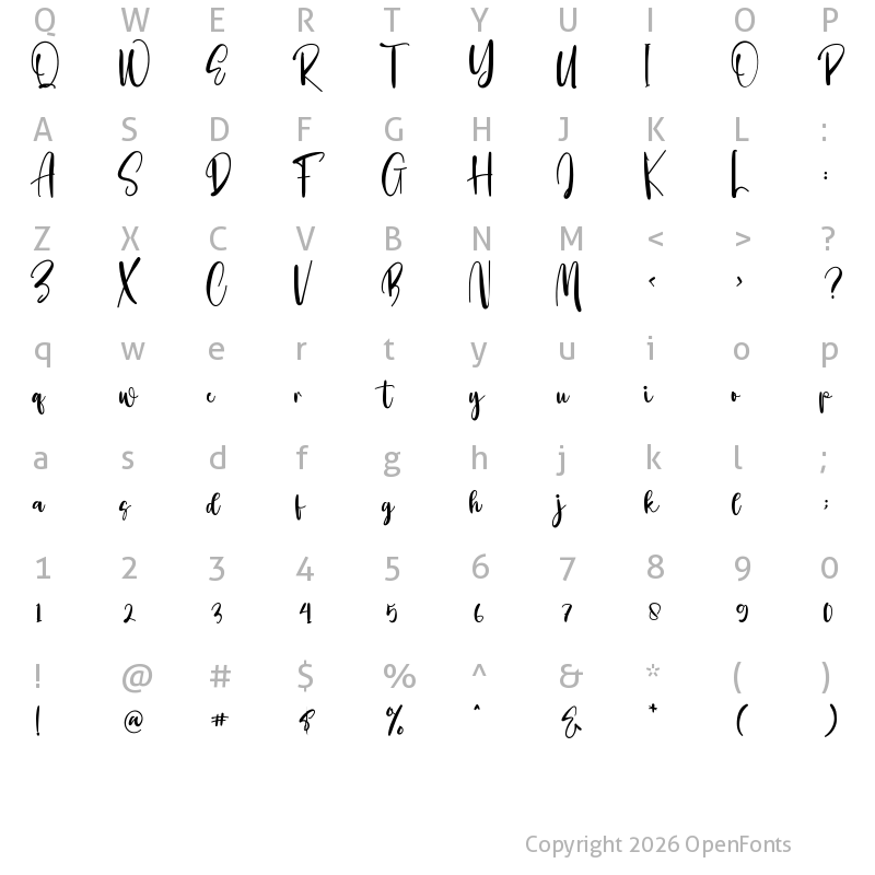 Character Map of Pinkylate Regular