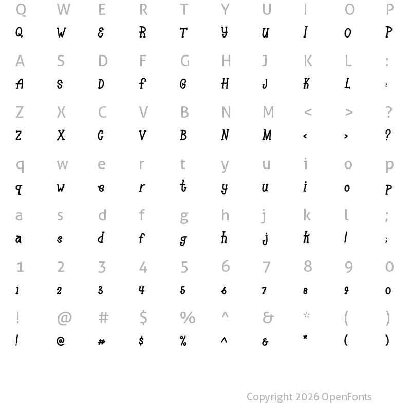 Character Map of Pinokimono Regular