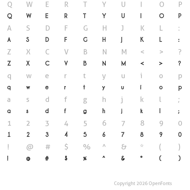 Character Map of Pinstripe Limo Regular